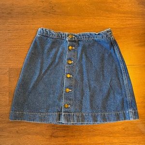 Denim Button Front A-Line Mini Skirt